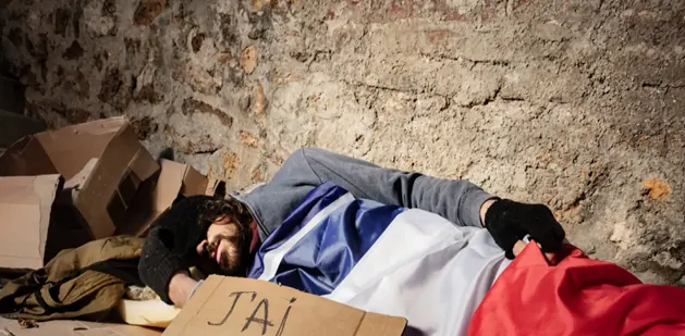 Personne sans abri dans la rue en France